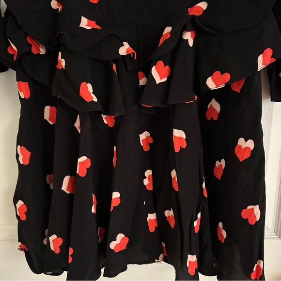 ASOS Tea Dress Ruffle Tiered Hem in Heart Print Size 4 - Picture 8 of 12
